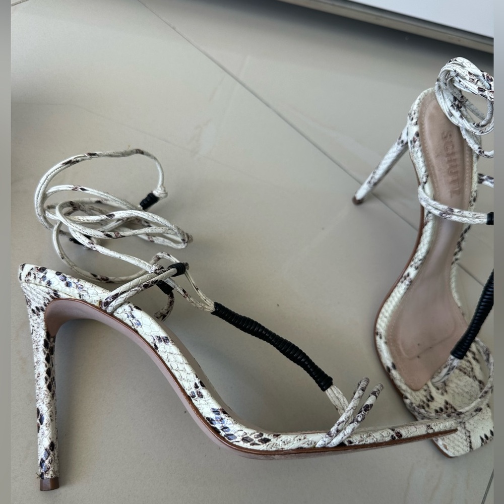 SCHUTZ Snakeskin Patterned Heels with Black Accents